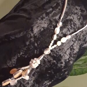 Chico's White & Butter Cream Yellow tassel Pendant  Necklace 26 In.l